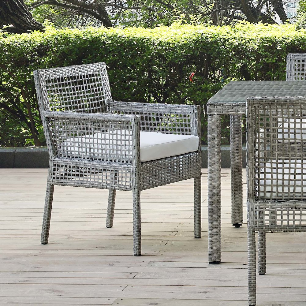 Aura Outdoor Patio Wicker Rattan Dining Armchair. Picture 8