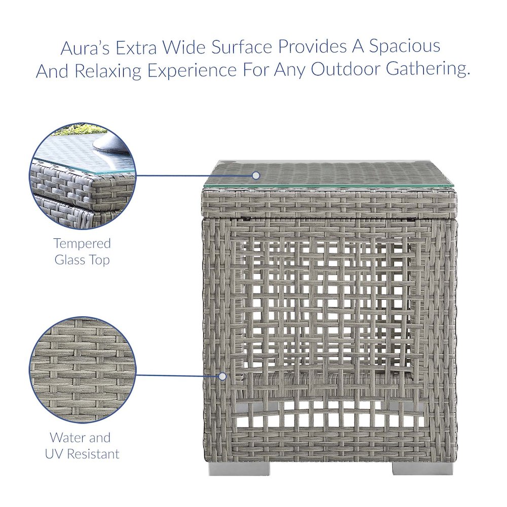 Aura Outdoor Patio Wicker Rattan Side Table. Picture 5