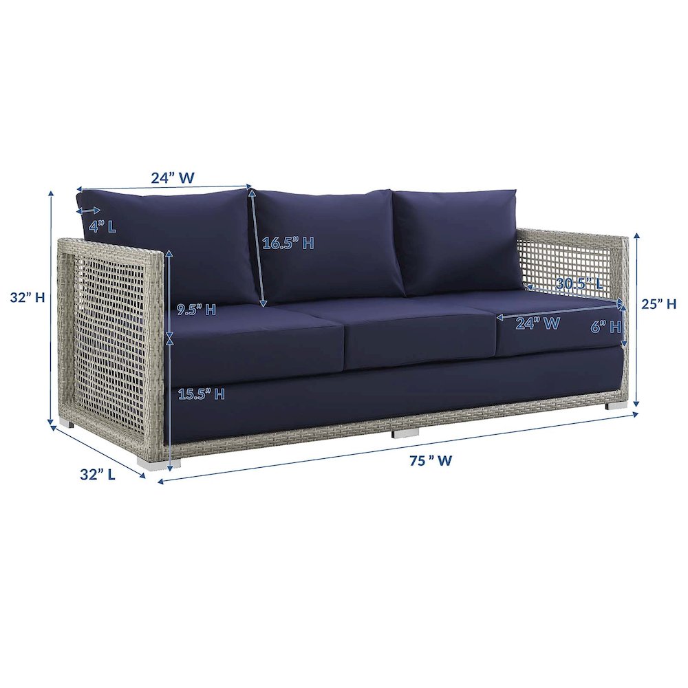 Aura Outdoor Patio Wicker Rattan Sofa. Picture 2