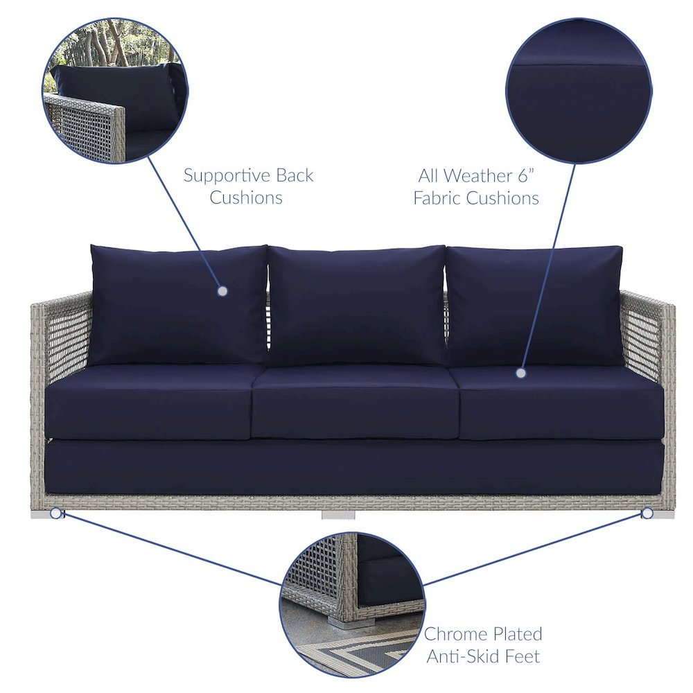 Aura Outdoor Patio Wicker Rattan Sofa. Picture 8