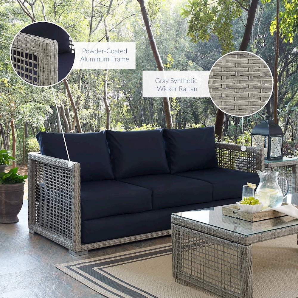 Aura Outdoor Patio Wicker Rattan Sofa. Picture 7