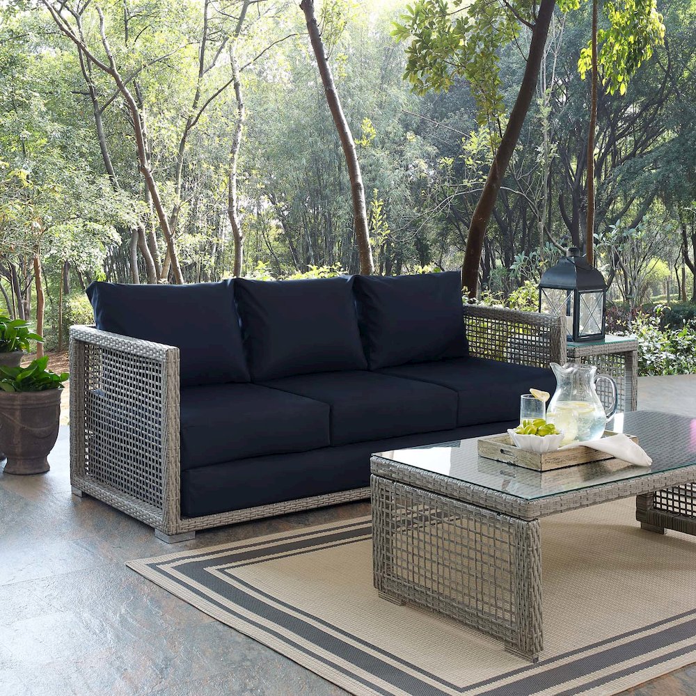 Aura Outdoor Patio Wicker Rattan Sofa. Picture 6