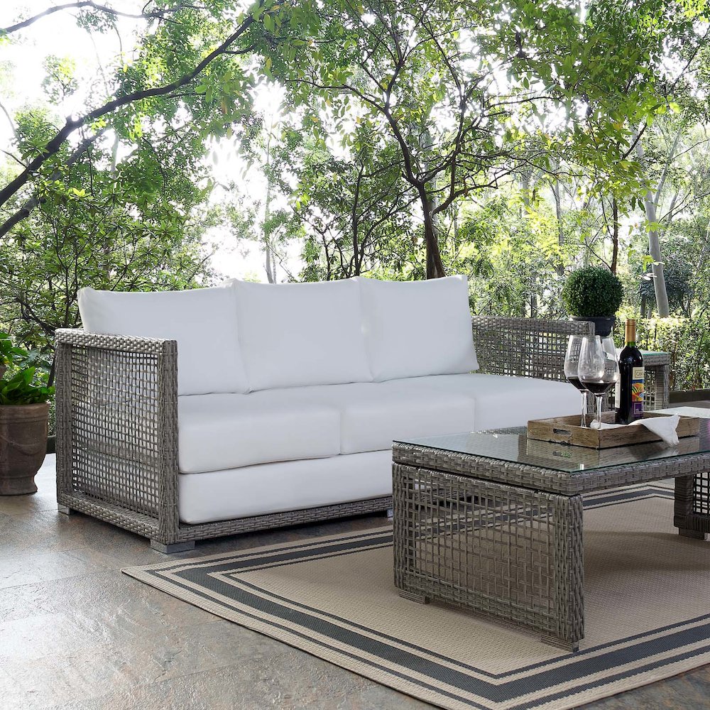 Aura Outdoor Patio Wicker Rattan Sofa. Picture 8