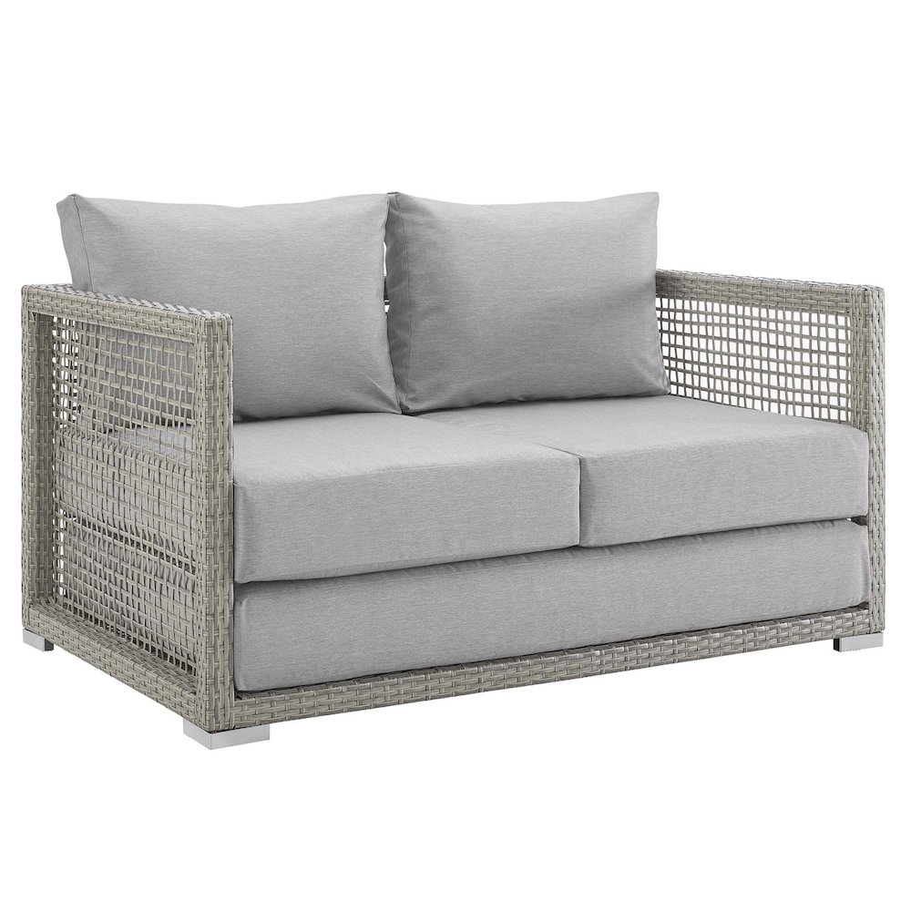 Aura Outdoor Patio Wicker Rattan Loveseat. Picture 1
