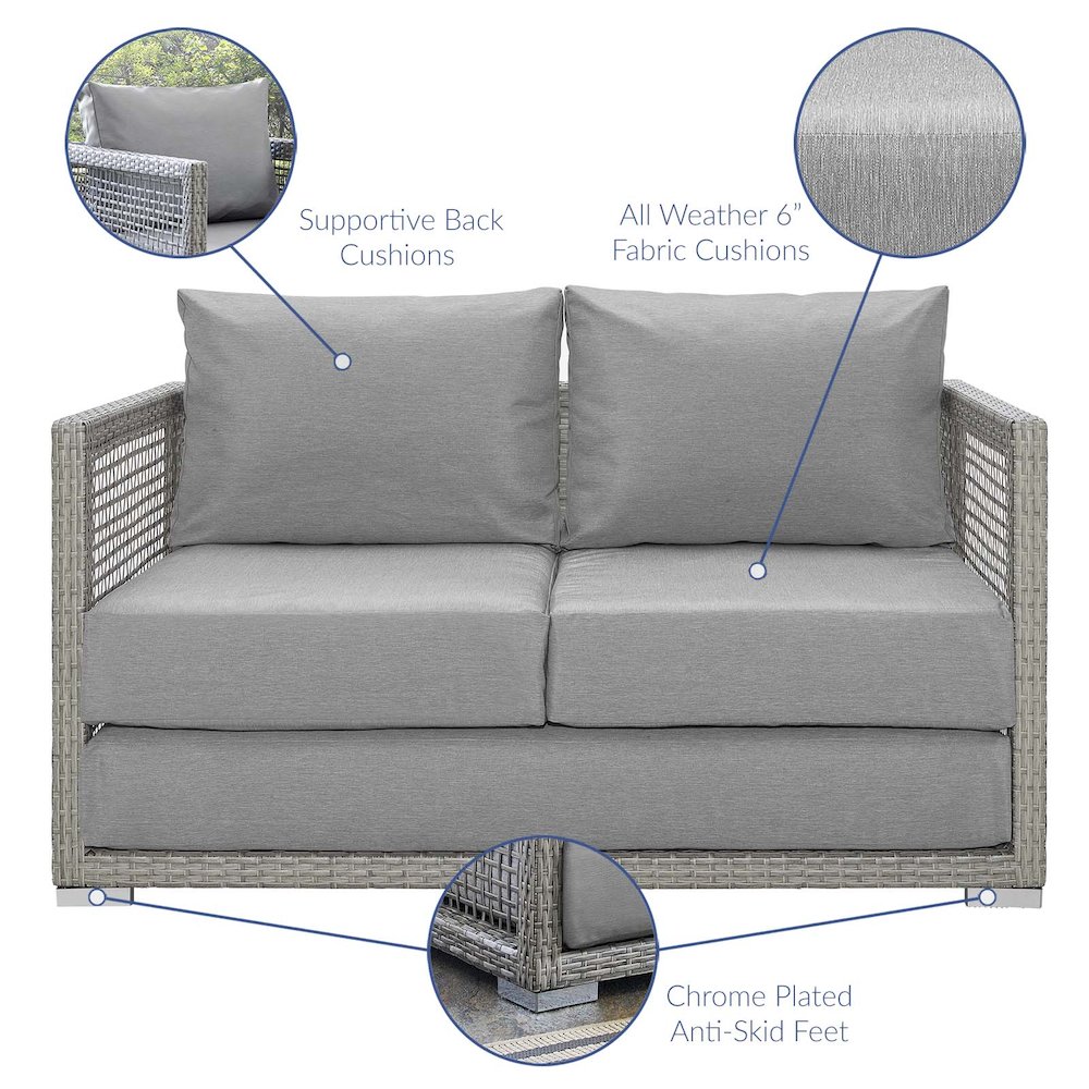 Aura Outdoor Patio Wicker Rattan Loveseat. Picture 2
