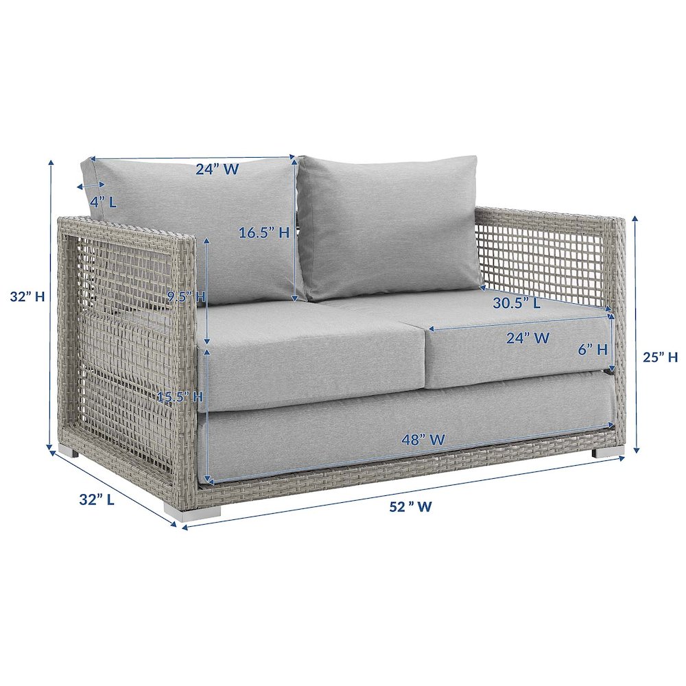 Aura Outdoor Patio Wicker Rattan Loveseat. Picture 3