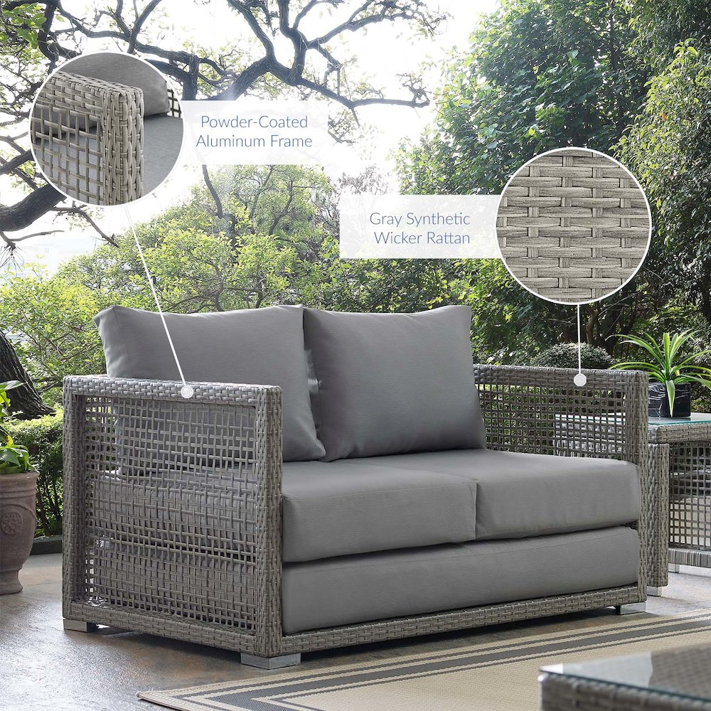 Aura Outdoor Patio Wicker Rattan Loveseat. Picture 7