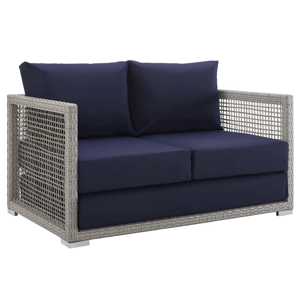 Aura Outdoor Patio Wicker Rattan Loveseat. Picture 1