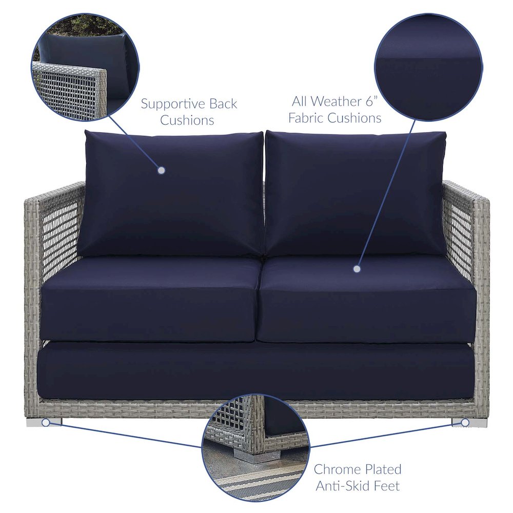Aura Outdoor Patio Wicker Rattan Loveseat. Picture 2
