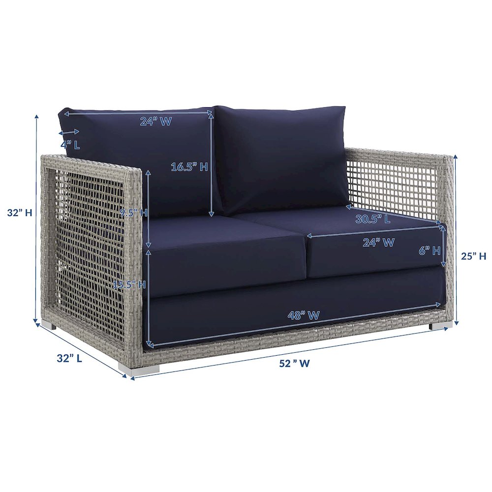 Aura Outdoor Patio Wicker Rattan Loveseat. Picture 3