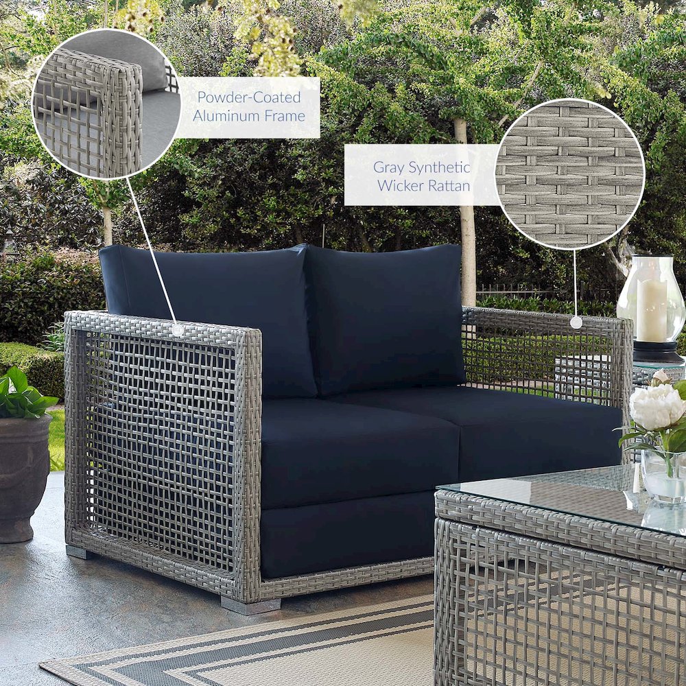 Aura Outdoor Patio Wicker Rattan Loveseat. Picture 7