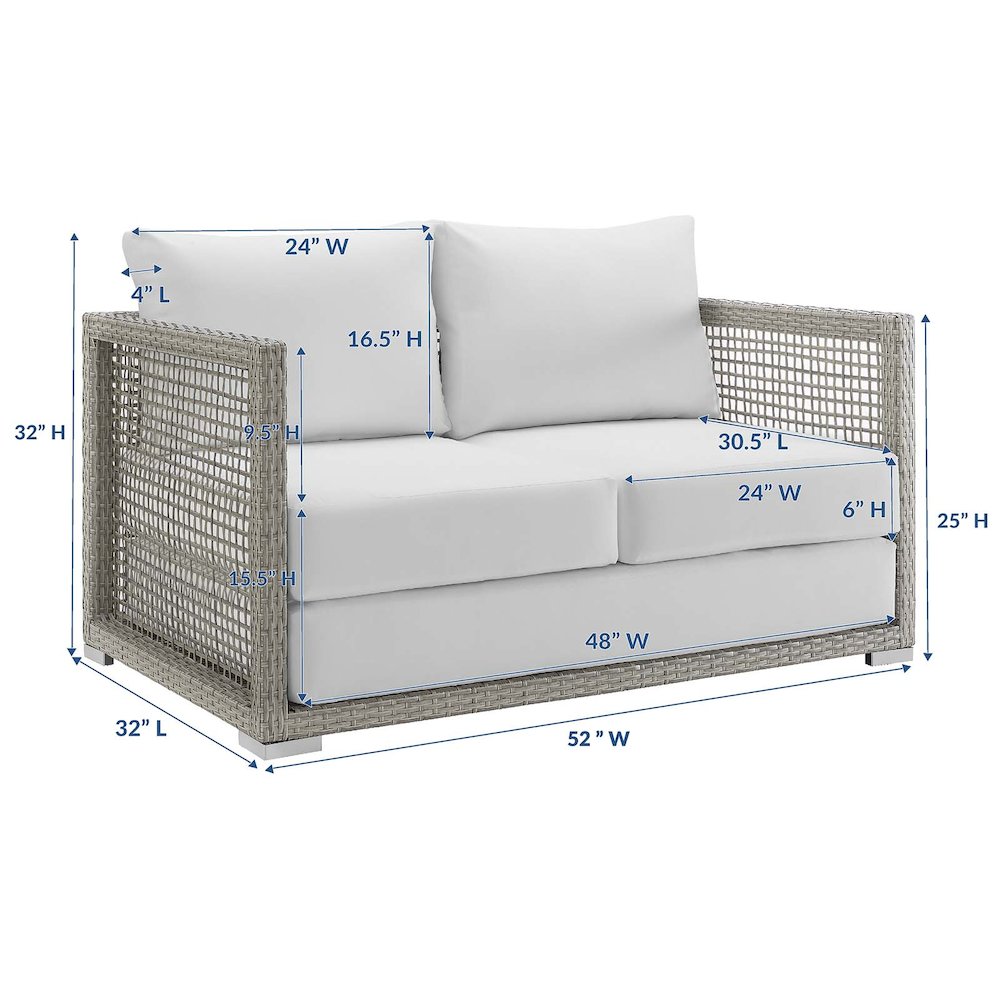 Aura Outdoor Patio Wicker Rattan Loveseat. Picture 3