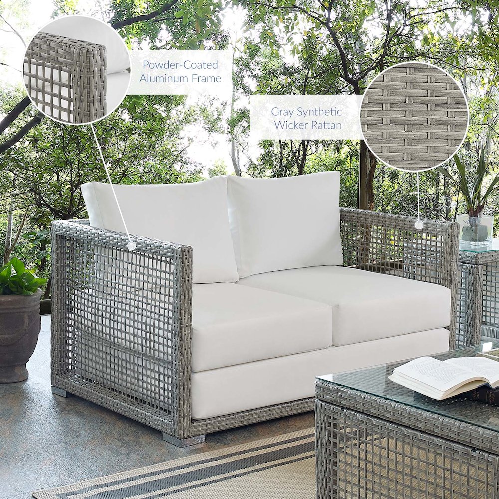 Aura Outdoor Patio Wicker Rattan Loveseat. Picture 8