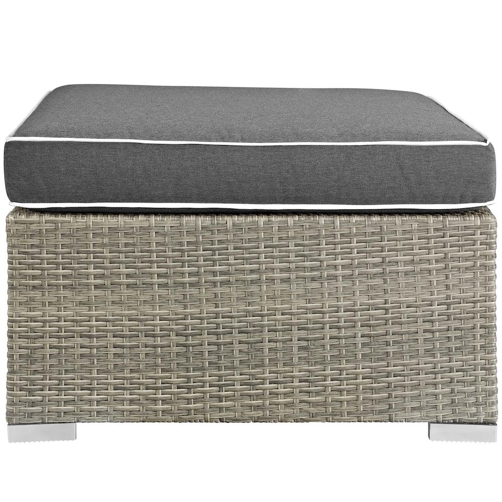 Repose Outdoor Patio Upholstered Fabric Ottoman. Picture 2