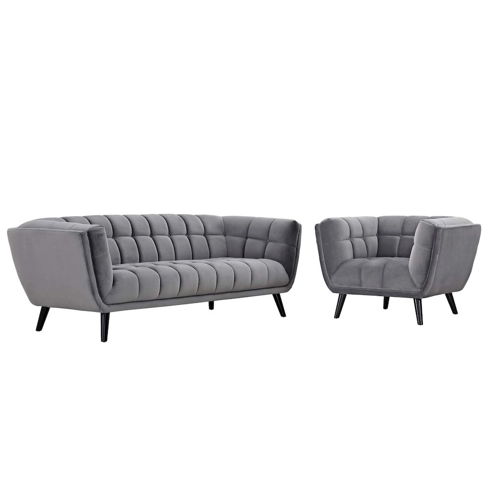 Bestow 2 Piece Performance Velvet Sofa and Armchair Set. Picture 1