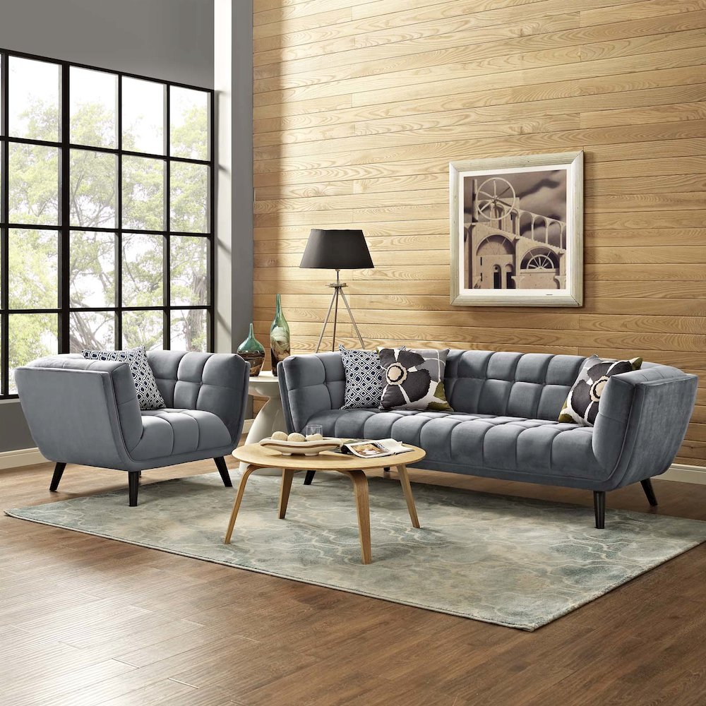 Bestow 2 Piece Performance Velvet Sofa and Armchair Set. Picture 6