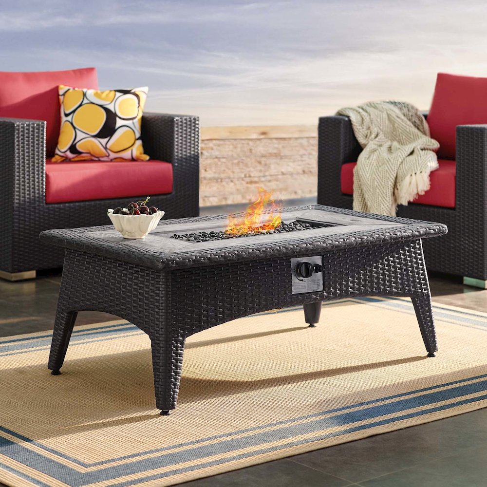 Splendor 43.5" Rectangle Outdoor Patio Fire Pit Table. Picture 6