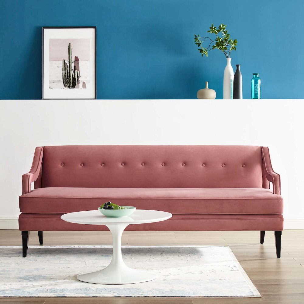 Concur Button Tufted Performance Velvet Sofa. Picture 4