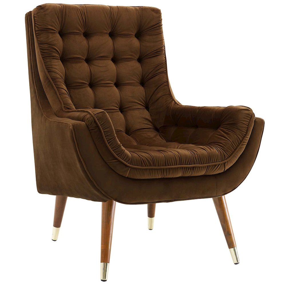 Suggest Button Tufted Performance Velvet Lounge Chair. Picture 1