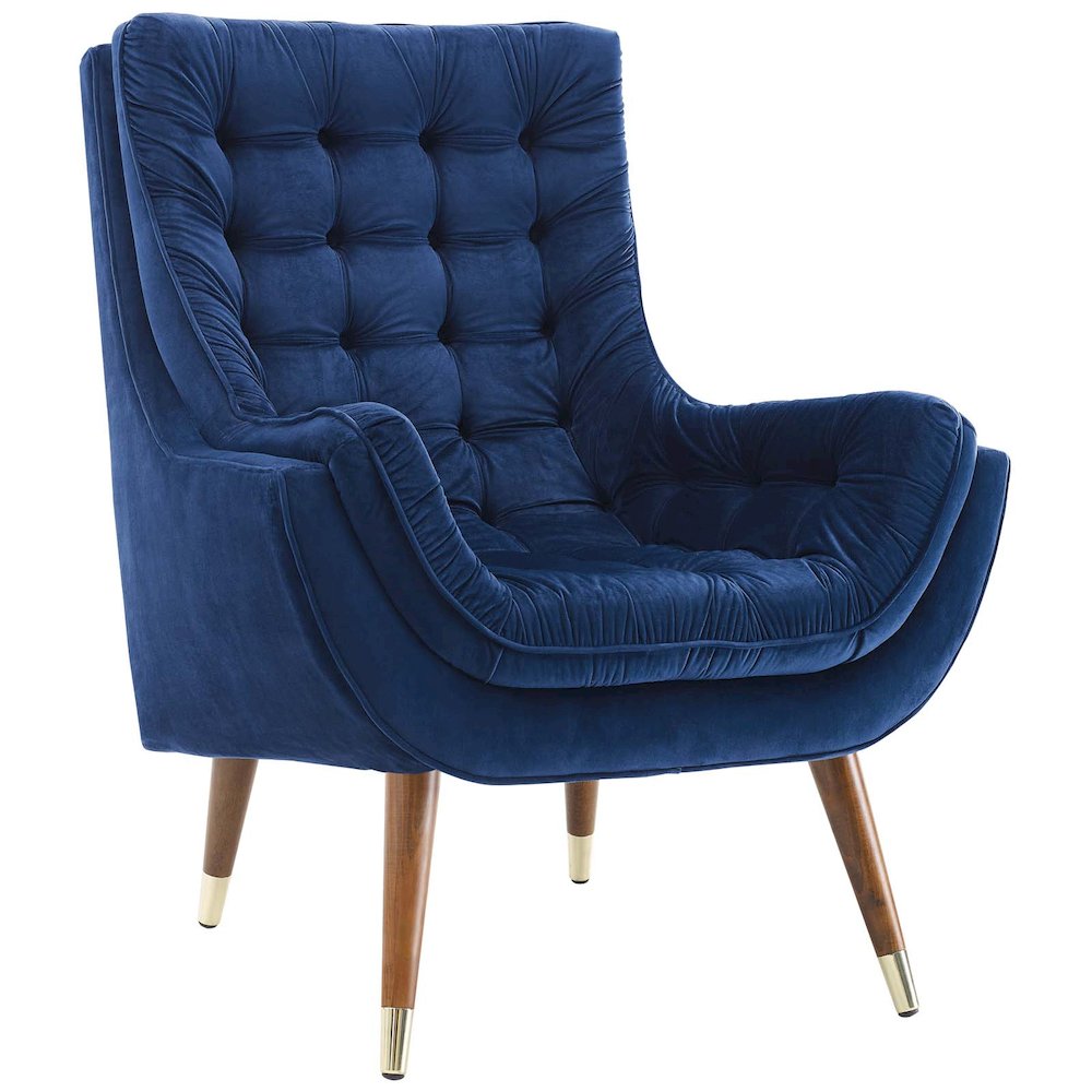 Suggest Button Tufted Performance Velvet Lounge Chair. Picture 1