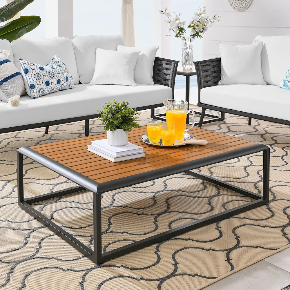 Stance Outdoor Patio Aluminum Coffee Table. Picture 4
