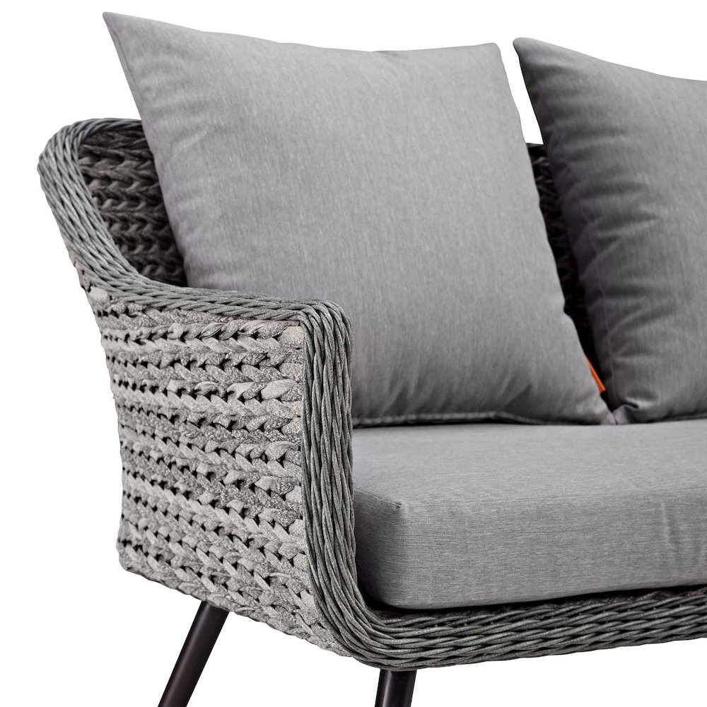 Endeavor Outdoor Patio Wicker Rattan Loveseat. Picture 4