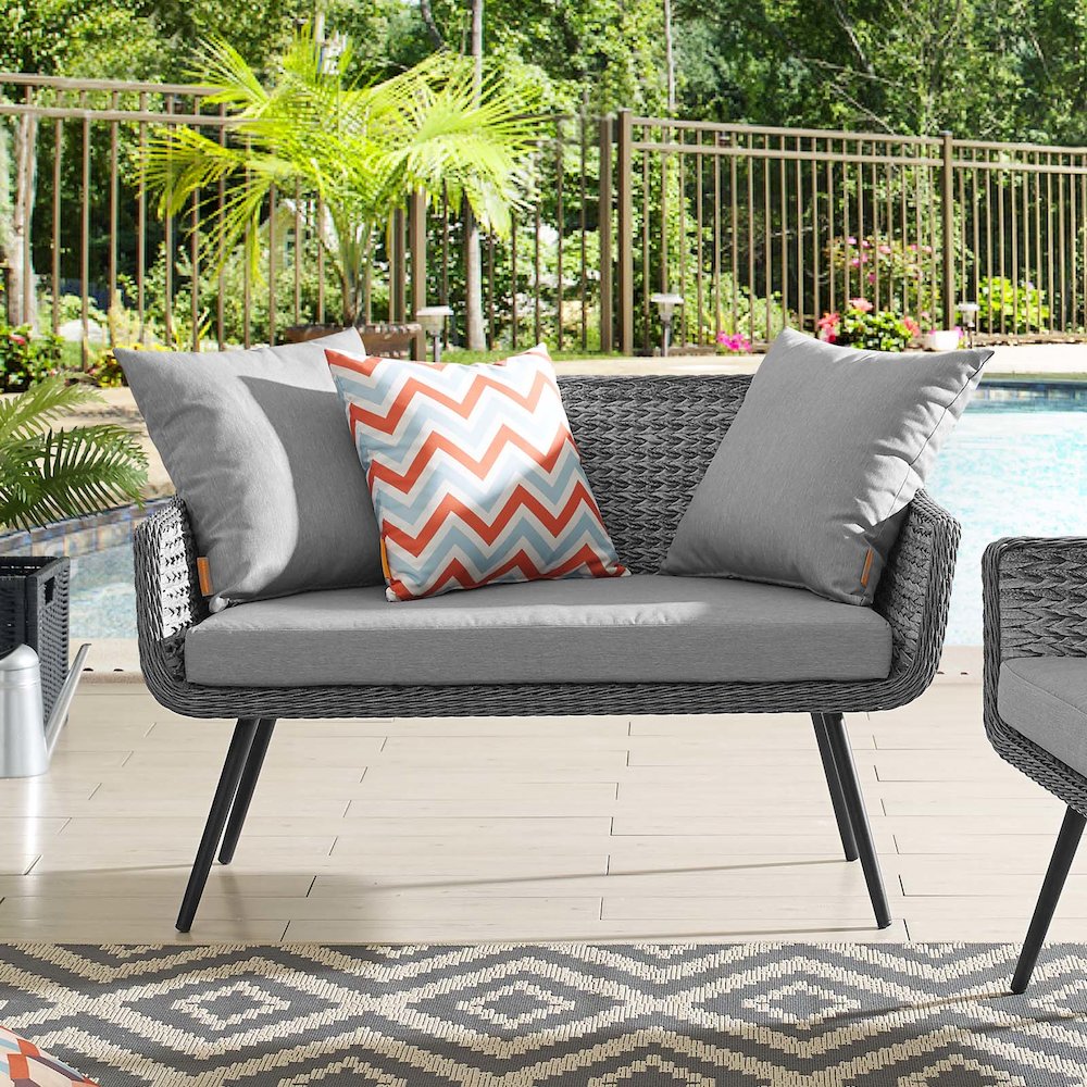 Endeavor Outdoor Patio Wicker Rattan Loveseat. Picture 5