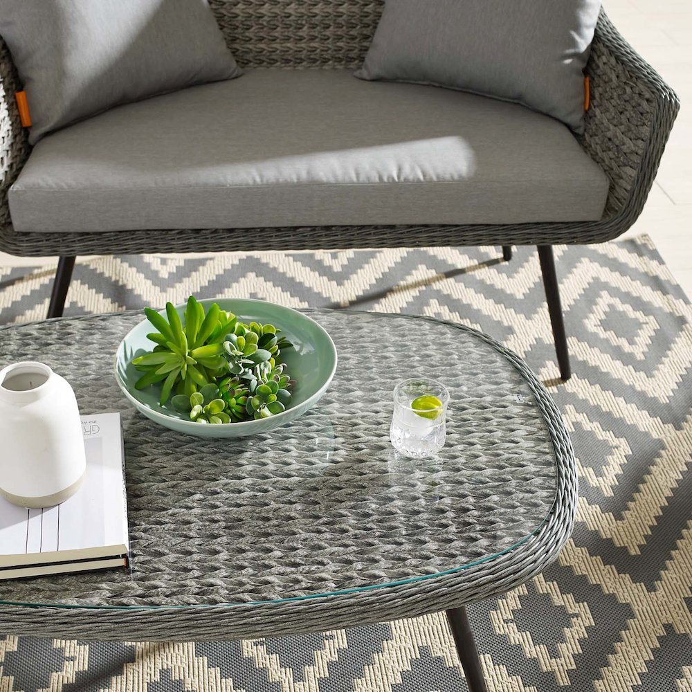Endeavor Outdoor Patio Wicker Rattan Coffee Table. Picture 6