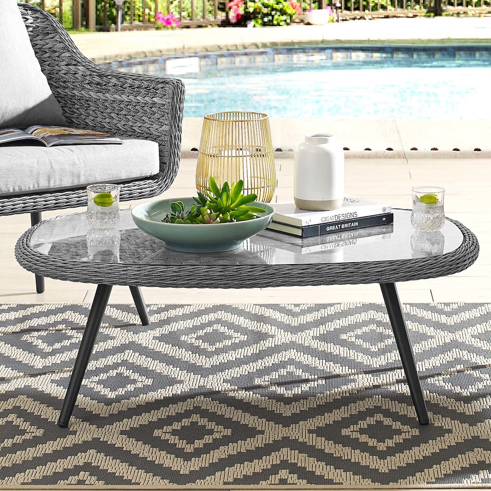 Endeavor Outdoor Patio Wicker Rattan Coffee Table. Picture 5