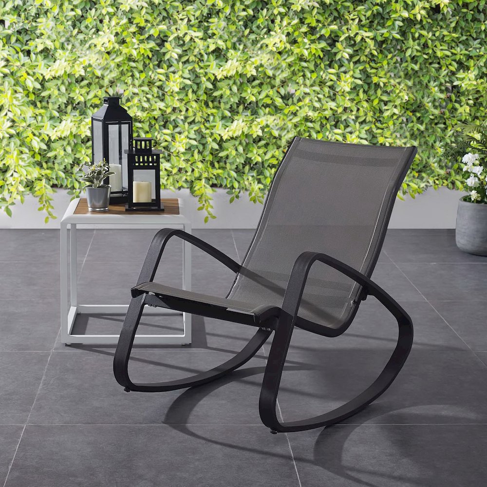 Traveler Rocking Outdoor Patio Mesh Sling Lounge Chair. Picture 5