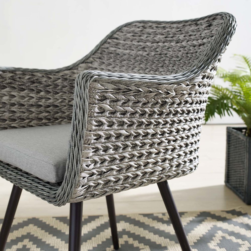 Endeavor Outdoor Patio Wicker Rattan Dining Armchair. Picture 6