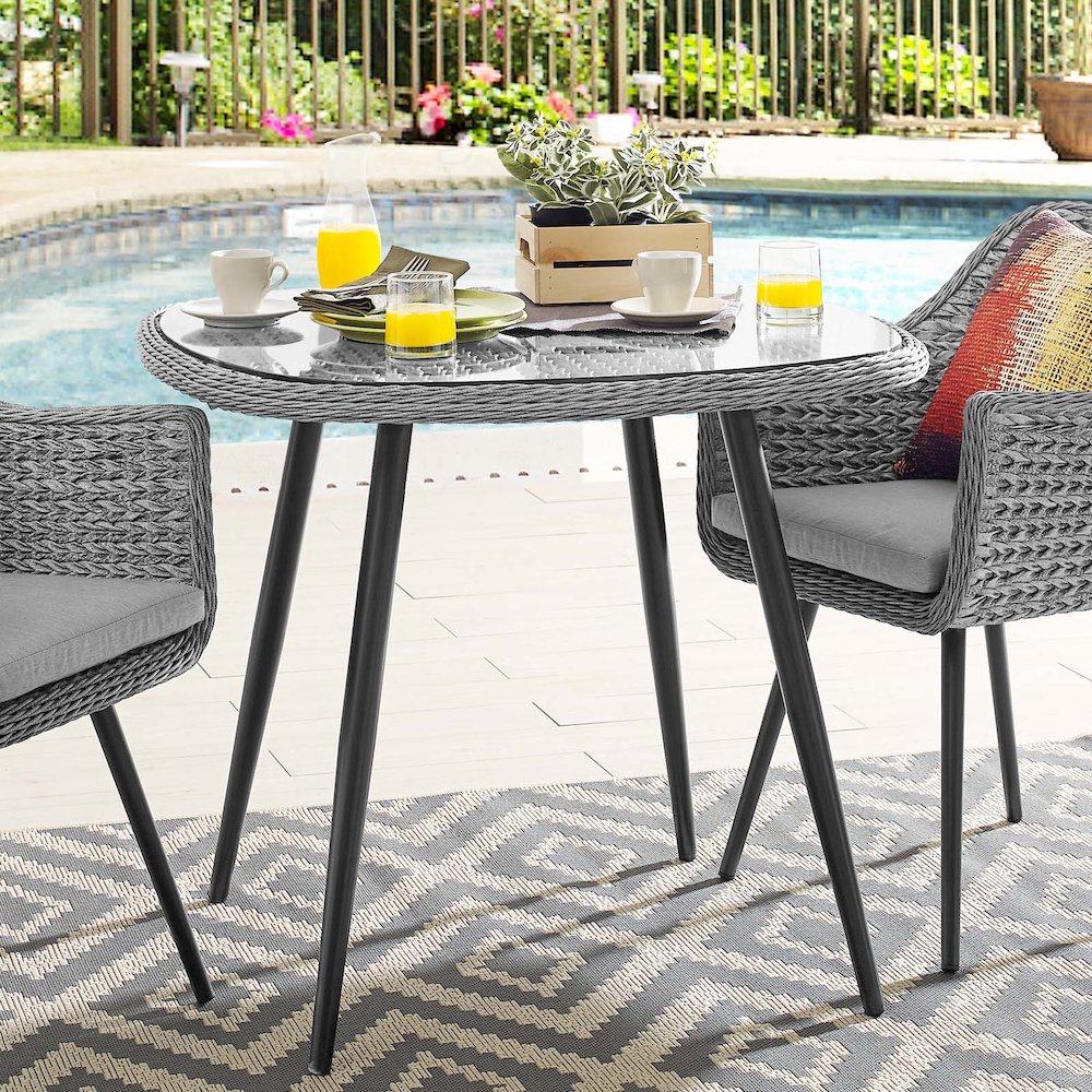 Endeavor 36" Outdoor Patio Wicker Rattan Dining Table. Picture 5