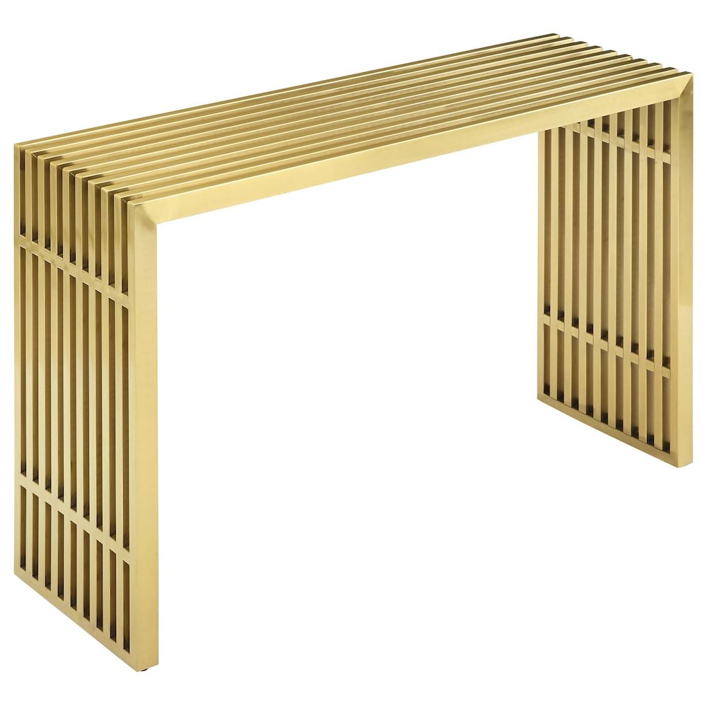 Gridiron Stainless Steel Console Table. Picture 2