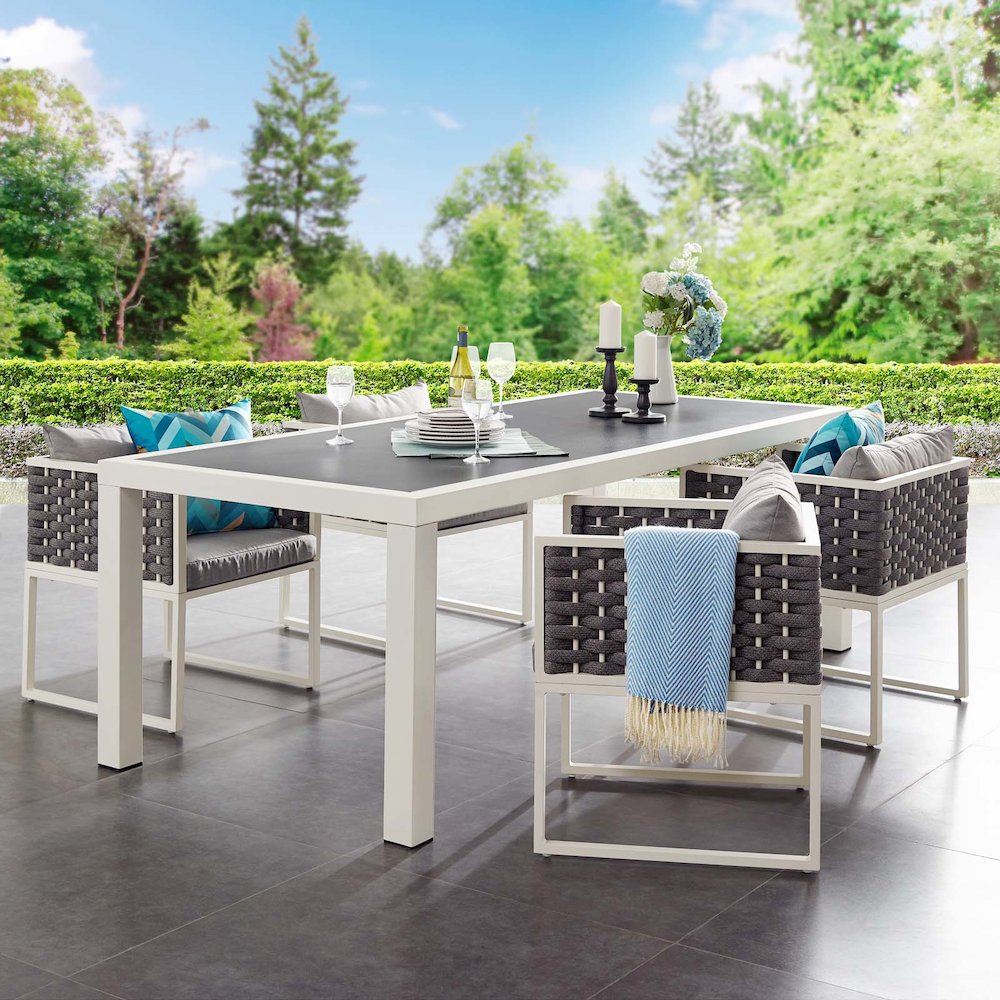 Stance 90.5" Outdoor Patio Aluminum Dining Table. Picture 5