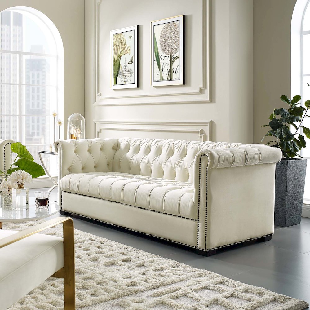 Heritage Performance Velvet Sofa. Picture 4