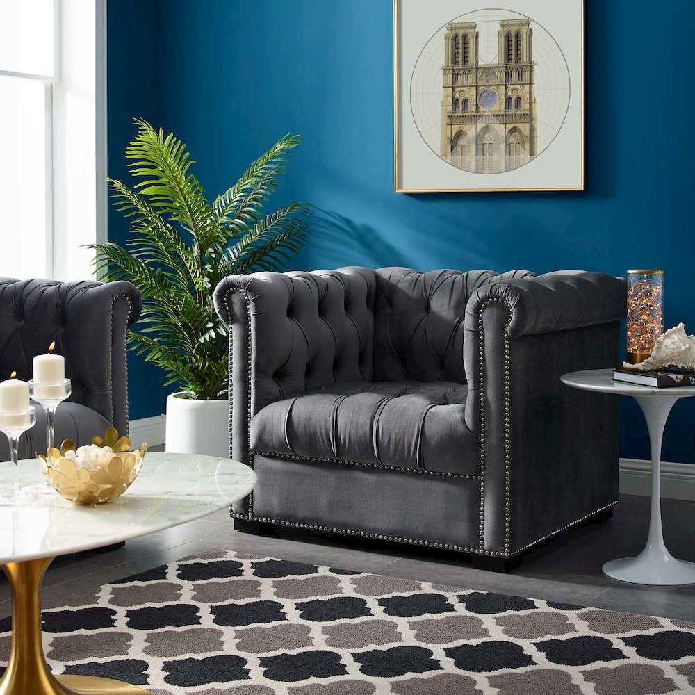 Heritage Performance Velvet Armchair. Picture 5