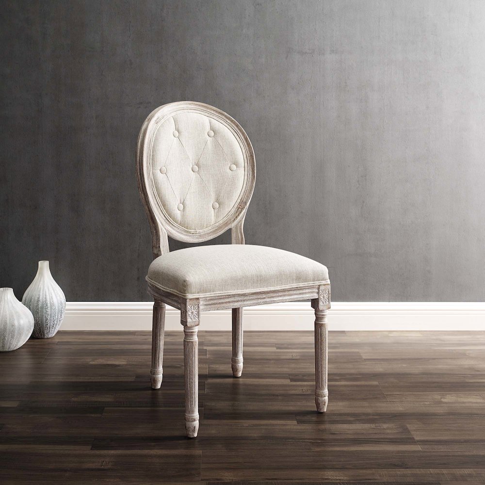 Arise Vintage French Upholstered Fabric Dining Side Chair Set of 2. Picture 8