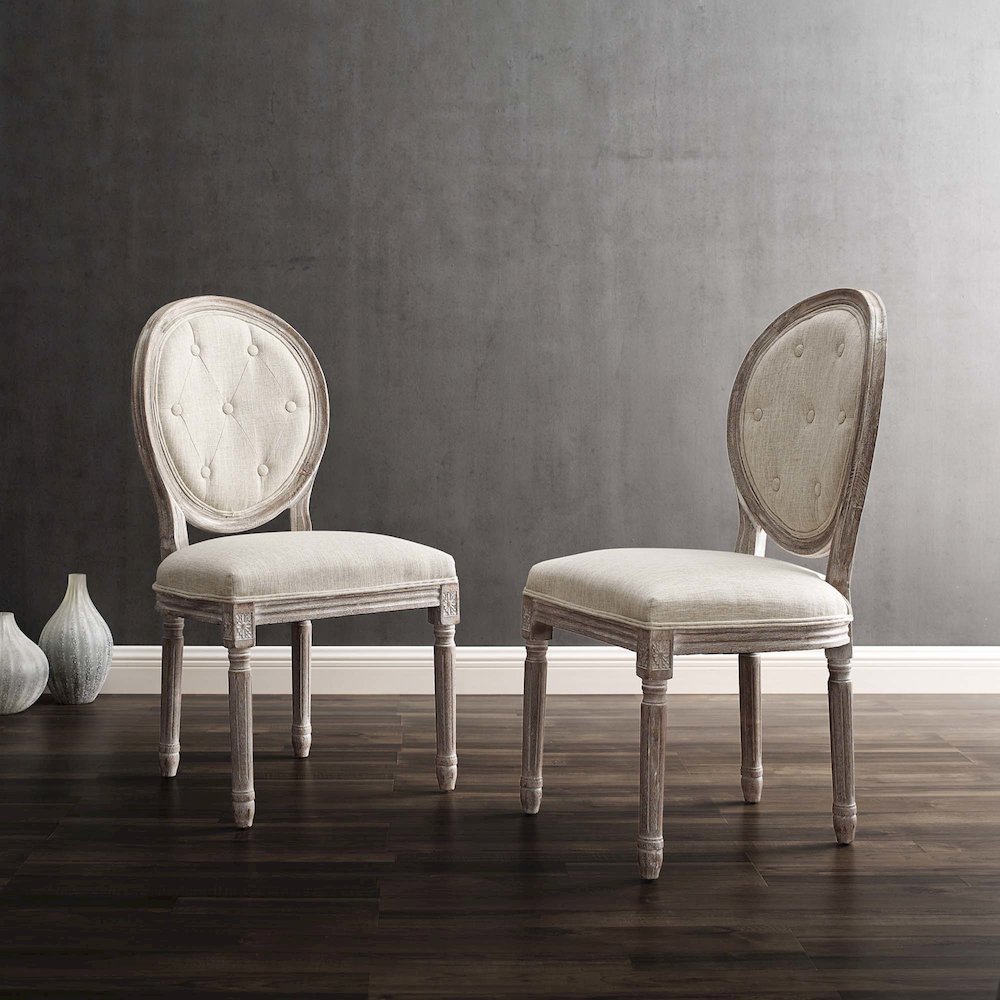 Arise Vintage French Upholstered Fabric Dining Side Chair Set of 2. Picture 7