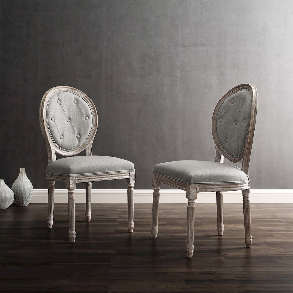 Arise Vintage French Upholstered Fabric Dining Side Chair Set of 2. Picture 7