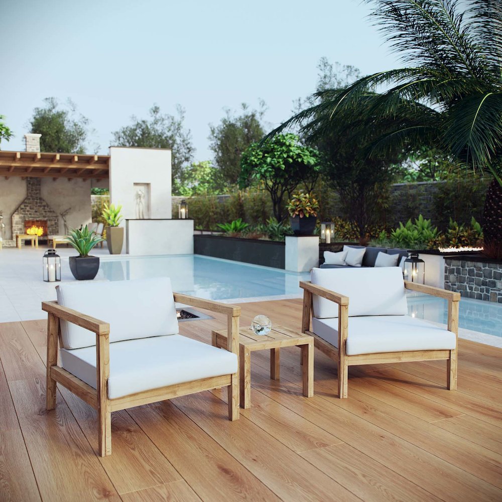 Bayport 3 Piece Outdoor Patio Teak Set. Picture 7