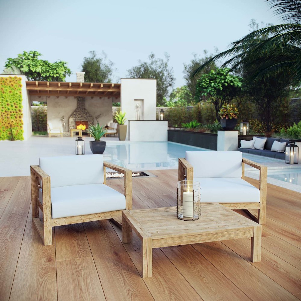 Upland 3 Piece Outdoor Patio Teak Set. Picture 8