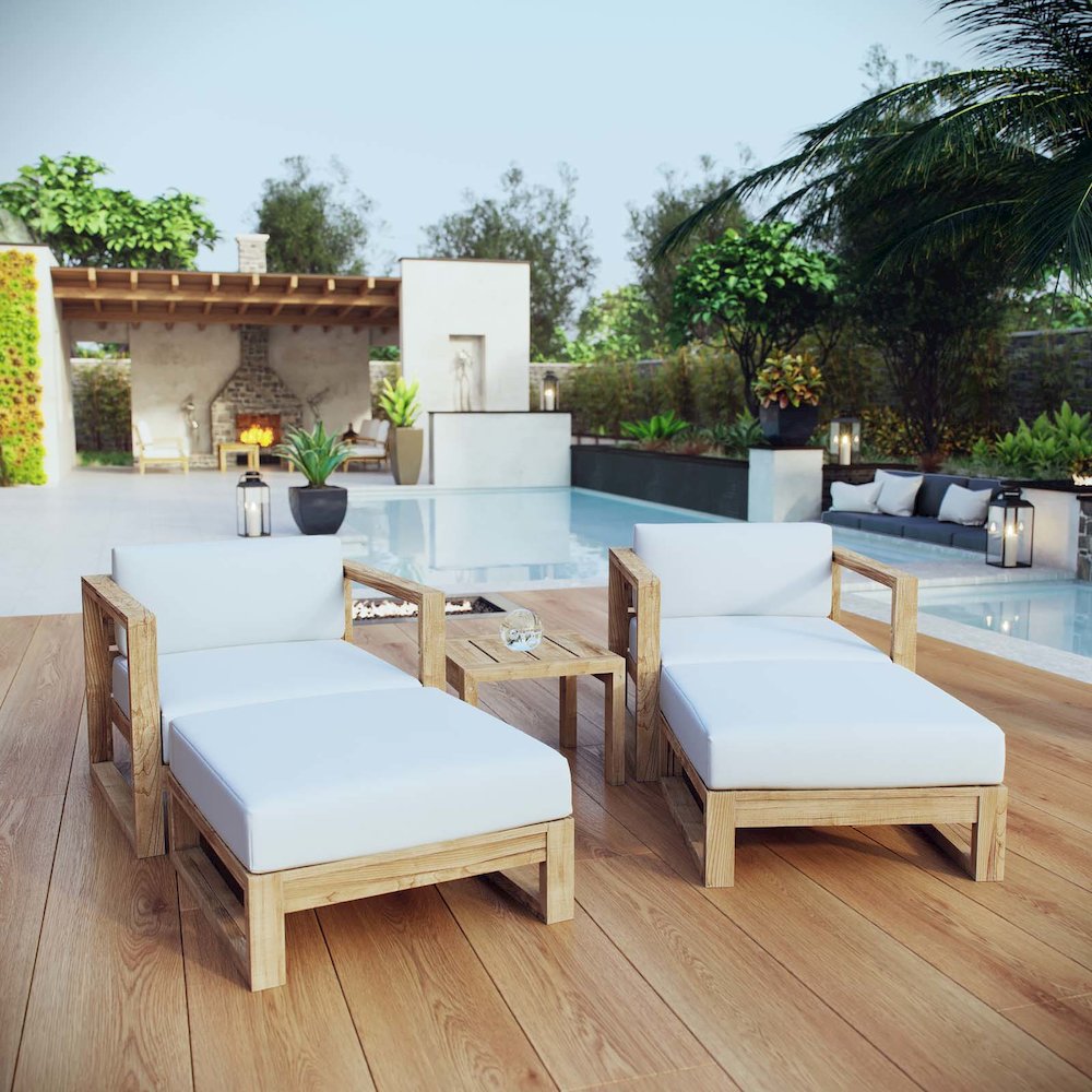 Upland 5 Piece Outdoor Patio Teak Set. Picture 8