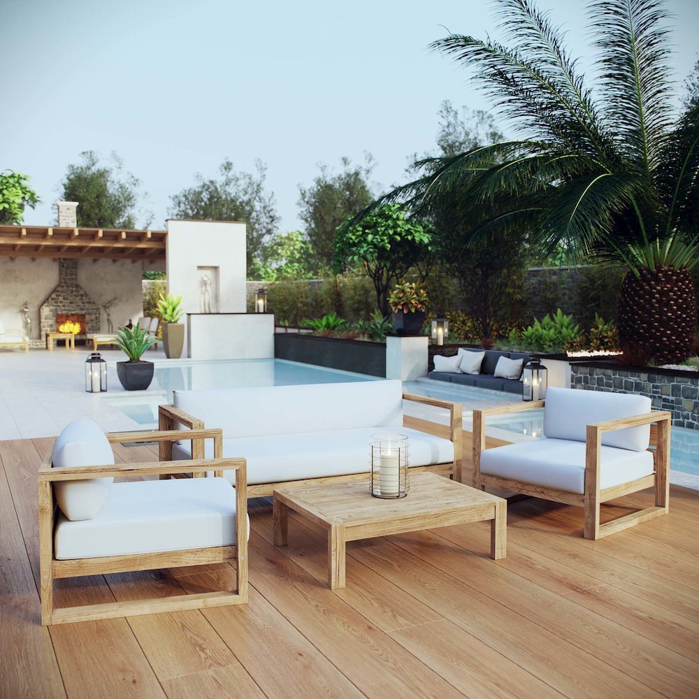 Upland 4 Piece Outdoor Patio Teak Set. Picture 8