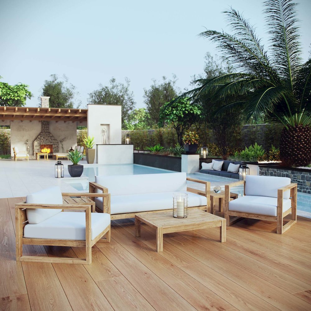 Upland 6 Piece Outdoor Patio Teak Set. Picture 9