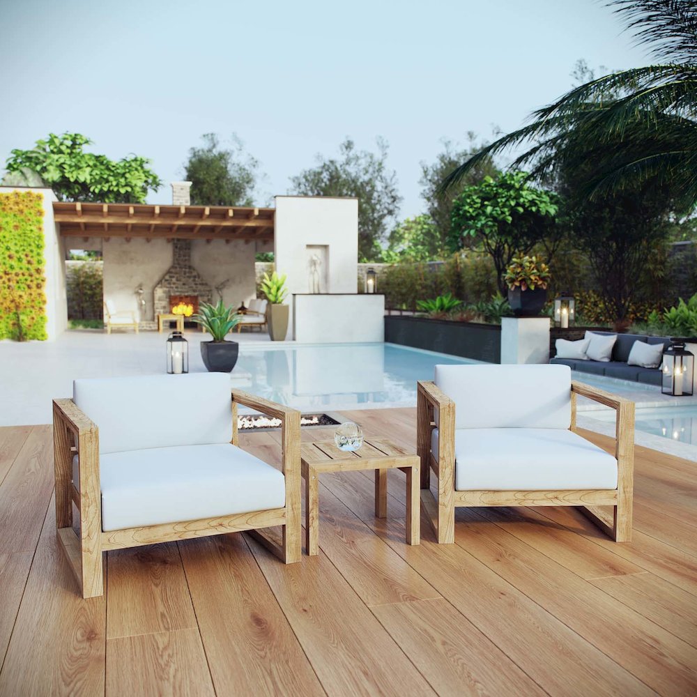 Upland 3 Piece Outdoor Patio Teak Set. Picture 7