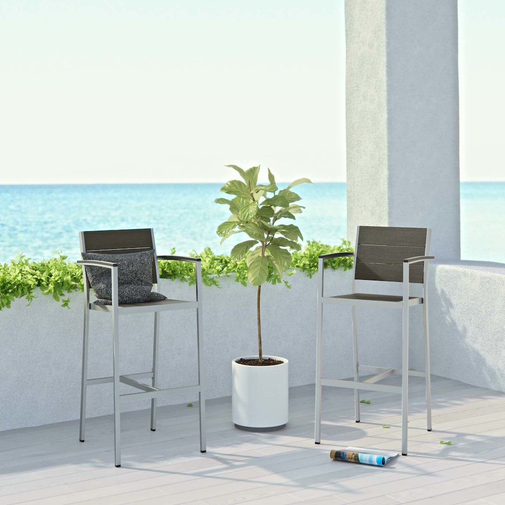 Shore Outdoor Patio Aluminum Bar Stool Set of 2. Picture 5