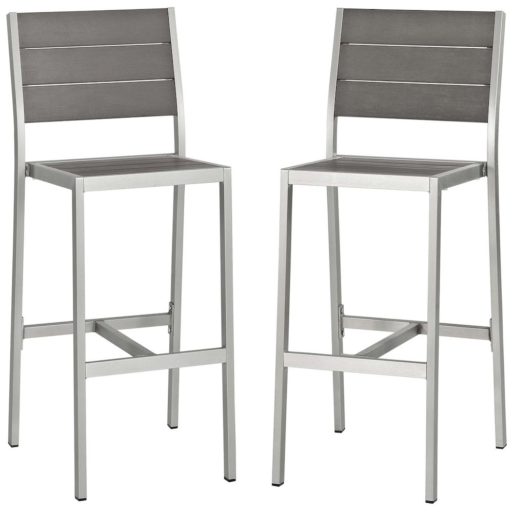 Shore Outdoor Patio Aluminum Armless Bar Stool Set of 2. Picture 1