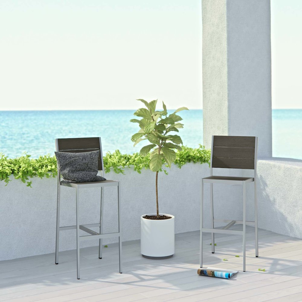 Shore Outdoor Patio Aluminum Armless Bar Stool Set of 2. Picture 5