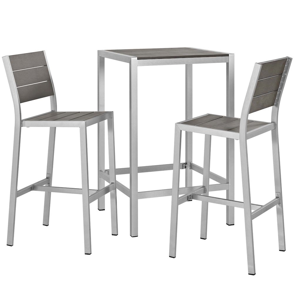 Shore 3 Piece Outdoor Patio Aluminum Pub Set. Picture 1