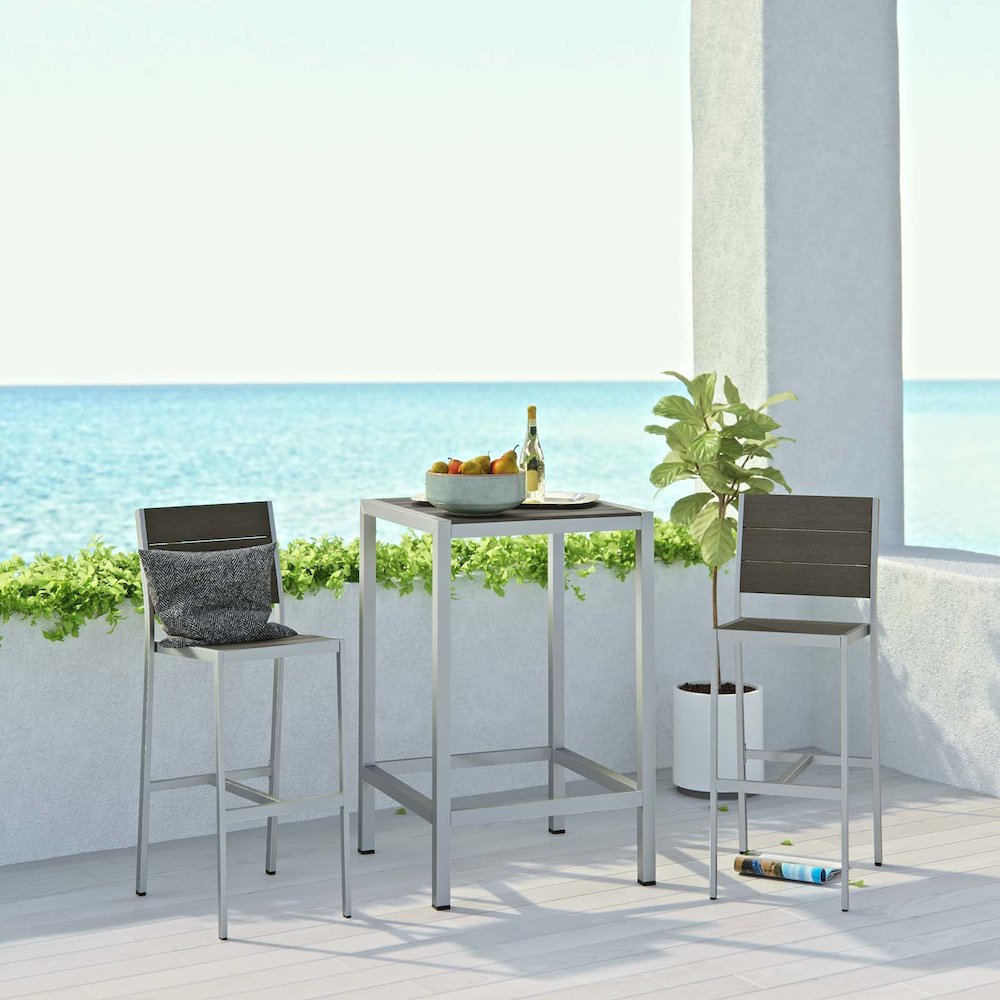 Shore 3 Piece Outdoor Patio Aluminum Pub Set. Picture 7